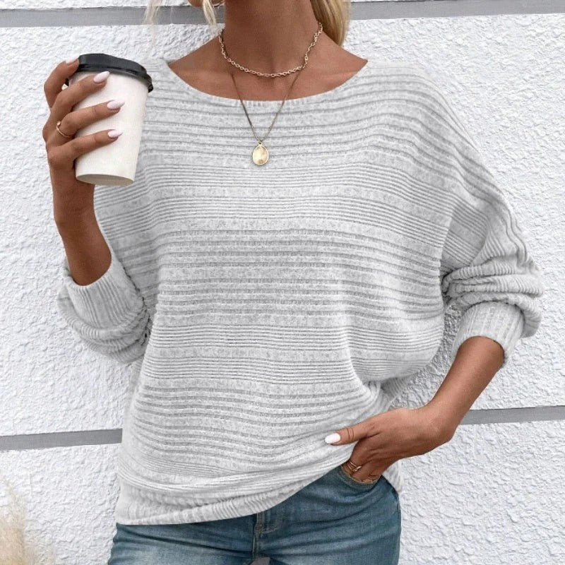 Elisa | Jersey de manga larga suave y sólido con mangas Batwing