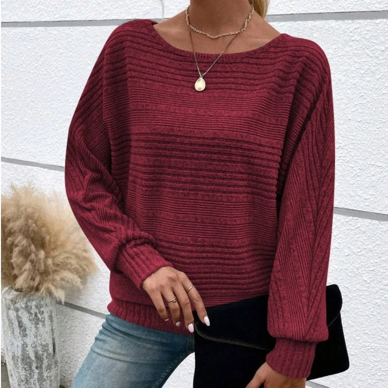 Elisa | Jersey de manga larga suave y sólido con mangas Batwing