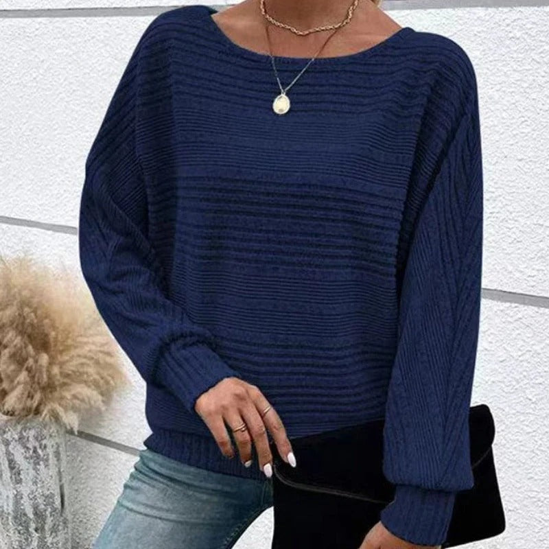 Elisa | Jersey de manga larga suave y sólido con mangas Batwing