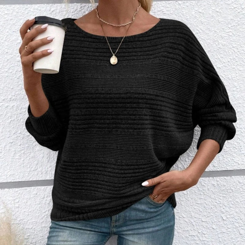 Elisa | Jersey de manga larga suave y sólido con mangas Batwing
